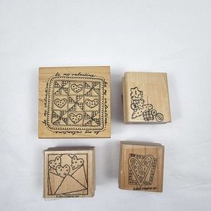 Lot of 4 Stampin Up Be My Valentine, Hearts, Set of 4 Rubber Stamp